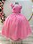Vestido Infantil Longo Rosa Chiclete Luxo Daminhas Formaturas - Imagem 1