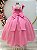Vestido Infantil Longo Rosa Chiclete Luxo Daminhas Formaturas - Imagem 3