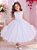 Vestido Infantil Branco Peito Strass Voal Cinto de Pérolas - Imagem 6