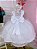 Vestido Infantil Branco Peito Strass Voal Cinto de Pérolas - Imagem 4