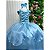 Fantasia Princesa Infantil Azul Contos de Fadas Luxo Longa Festas Aniversário - Imagem 3