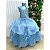 Fantasia Princesa Infantil Azul Contos de Fadas Luxo Longa Festas Aniversário - Imagem 2