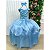 Fantasia Princesa Infantil Azul Contos de Fadas Luxo Longa Festas Aniversário - Imagem 7