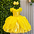 Vestido Infantil Princesas Amarelo Festa Luxo Aniversário - Imagem 1