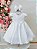 Vestido Bebê Branco Batizado Batismo Busto Festa Luxo - Imagem 1