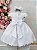 Vestido Bebê Branco Batizado Batismo Busto Festa Luxo - Imagem 3