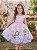 Vestido Infantil Rosa Bosque Safari Busto Strass Pérolas - Imagem 1