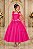 Vestido Infantil Longo Pink Aplique Borboletas Festas Luxo - Imagem 1