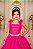 Vestido Infantil Longo Pink Aplique Borboletas Festas Luxo - Imagem 7