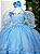 Vestido Infantil Azul Claro Busto Renda Daminhas Festas Luxo - Imagem 4