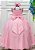 Vestido Infantil Longo Rosa Aplique Borboletas Festas Luxo - Imagem 3