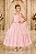 Vestido Infantil Longo Rosa Aplique Borboletas Festas Luxo - Imagem 1