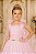 Vestido Infantil Longo Rosa Aplique Borboletas Festas Luxo - Imagem 5