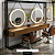 Bancada Estilo Industrial para Salão de Beleza - Com 2 Espelhos redondos 250cm - Imagem 1