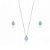 Conjunto gota zircônia Azul Claro borda cravejada Prata 925 - Imagem 1