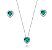 Conjunto Verde Turmalina coração borda cravejada Prata 925 - Imagem 1