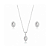 Conjunto navete Cristal borda cravejada Prata 925 - Imagem 1