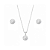 Conjunto redondo Cristal borda cravejada Prata 925 - Imagem 1