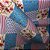 Tecido Percal 100% ALG 180 Fios - 2,20m de Largura - Estampa Patchwork Azul Floral Vermelho - Imagem 3