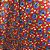 Tecido Chita Poliéster - Botão Floral Azul Fundo Vermelho - 1,50m de Largura - Imagem 3