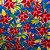 Tecido Chita Poliéster - Ramagem Floral Vermelho Fundo Azul - 1,50m de Largura - Imagem 2
