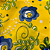 Tecido Chita Poliéster - Flor Azul Fundo Amarelo - 1,50m de Largura - Imagem 2