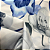 Percal 300 Fios Estampado Poliéster - Floral Azul e Cinza Fundo Branco - 2,50m de Largura - Imagem 2