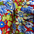 Tecido Chita Poliéster - Floral Azul  Fundo Vermelho - 1,50m de Largura - Imagem 2