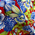 Tecido Chita Poliéster - Floral Azul  Fundo Vermelho - 1,50m de Largura - Imagem 3