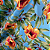 Tecido Chita Poliéster - Ramagem Floral Amarelo  Fundo Azul Claro - 1,50m de Largura - Imagem 1