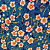 Tecido Chita Poliéster - Floral  Miúdo Branco Fundo Azul - 1,50m de Largura - Imagem 1