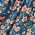 Tecido Chita Poliéster - Floral  Miúdo Branco Fundo Azul - 1,50m de Largura - Imagem 2