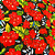 Tecido Chita Poliéster - Floral Vermelho Fundo Preto - 1,50m de Largura - Imagem 1