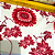 Tecido Cambraia de Algodão Estampado - Girassol Vermelho - 1,50m de Largura - Imagem 3