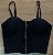 Blusa Cropped Feminino Com Ziper e Alça Fina e com Bojo - Imagem 3