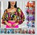 Blusa Cropped Estampado  com   Manga  Bufante - Imagem 1
