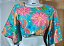 Blusa Cropped Estampado  com   Manga  Bufante - Imagem 7