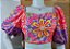 Blusa Cropped Estampado  com   Manga  Bufante - Imagem 5