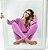 Pijama Longo Apeluciado Transpassado Cós Alto em Algodão Marie Rosa Pink - Imagem 4