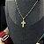 CORRENTE TIJOLINHO( 1.5MM-70CM) + PINGENTE CRUCIFIXO -    FECHO COM MARCAÇÃO 750 -  BANHADO A OURO 18K. - Imagem 3