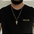 CORRENTE PIASTRINE( 2mm- 70cm) + PINGENTE CRUZ RACIONAIS P - BANHADO A OURO 18K. - Imagem 1