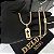 CORRENTE GRUMET DUPLA FECHO GAVETA COM MARCAÇÃO  750 (4mm - 70cm )+ PINGENTE PLACA COM CRUZ VAZADA   - BANHADO A OURO 18K - Imagem 1