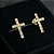 PAR DE BRINCO CRUZ MÉDIA CRAVEJADA  - BANHADO A OURO 18K - Imagem 2