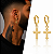 Brinco Argola com Pingente de Cruz Trabalhada – Banhado a Ouro 18K - Imagem 1