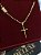 CORRENTE TIJOLINHO ALONGADO  (3MM - 50, 60cm ou 70cm) + PINGENTE CRUZ AMARRADA  - BANHADO A OURO 18k - Imagem 4