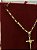 CORRENTE TIJOLINHO ALONGADO FECHO CANHÃO (3MM - 50, 60cm ou 70cm) + PINGENTE CRUZ AMARRADA  - BANHADO A OURO 18k - Imagem 4