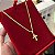 Corrente Piastrine 2mm 60cm + Pingente Cruz – Banhada a Ouro 18K - Imagem 1