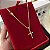 Corrente Cadeado 2mm + Pingente Crucifixo com Jesus – Escolha 50cm, 60cm ou 70cm – Banhada a Ouro 18K - Imagem 1