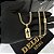 CORRENTE GRUMET DUPLA FECHO GAVETA COM MARCAÇÃO  750 (4mm - 70cm )+ PINGENTE PLACA COM CRUZ VAZADA   - BANHADO A OURO 18K - Imagem 1