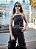 BATA TEEN COM RECORTE DIAGONAL E FAIXA EM JEANS - PINK X - Imagem 1